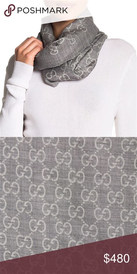 gucci logo print wool blend scarf